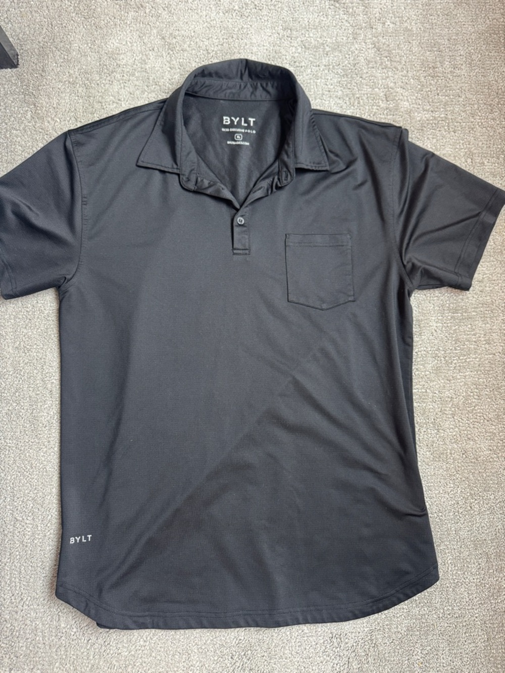 BYLT Basics Men's Black Short-Sleeve Polo Executive Shirt with Pocket - XL